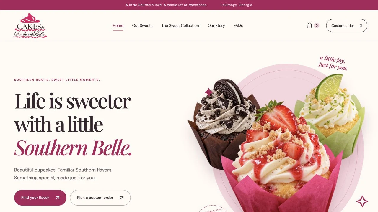 Cakes by Southern Belle website demo